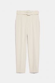 HIGH-WAISTED BELTED PANTS at Zara